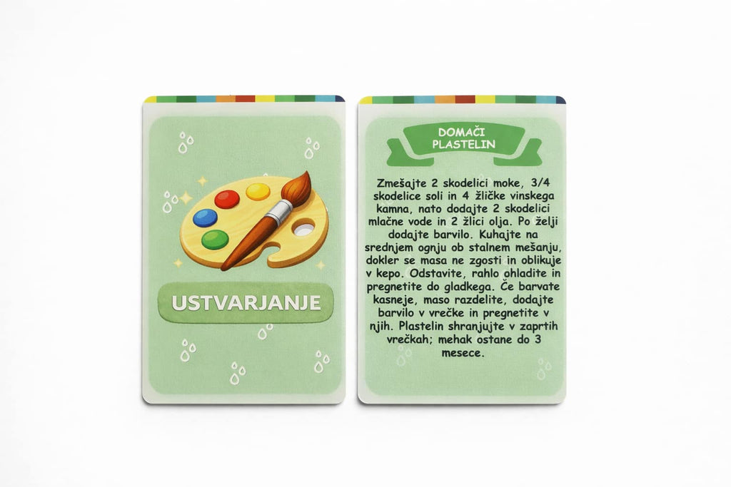 Primer kartice iz kategorije ustvarjanje z navodili za zanimivo aktivnost za otroke.
