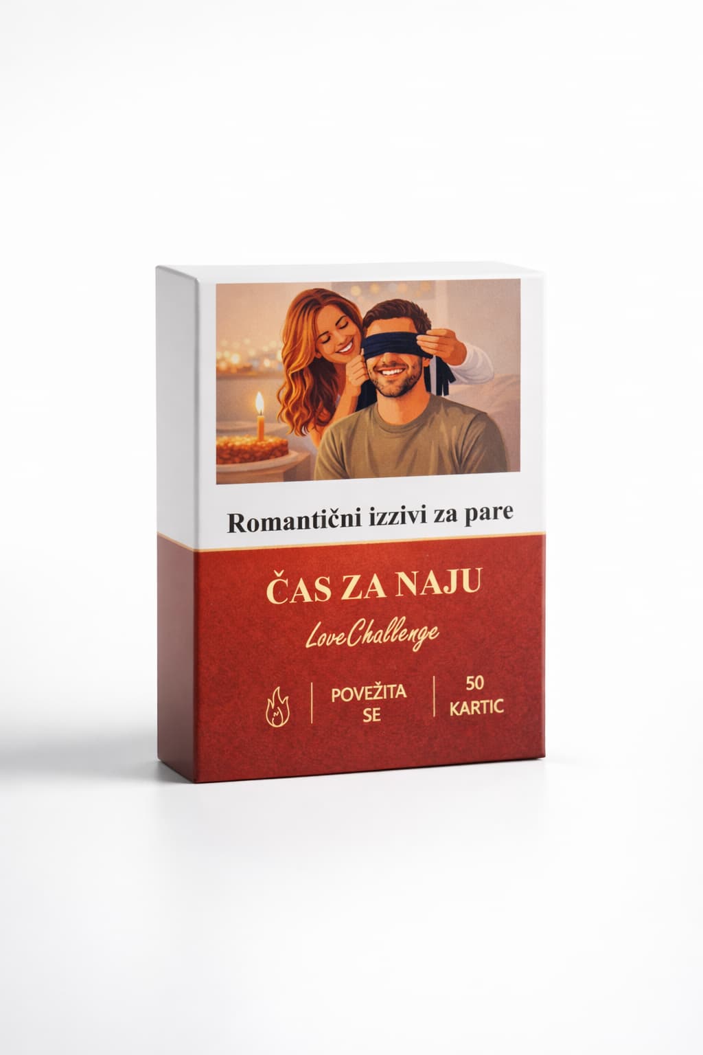 Škatlica LoveChallenge z 50 karticami za romantične izzive in povezovanje v paru.