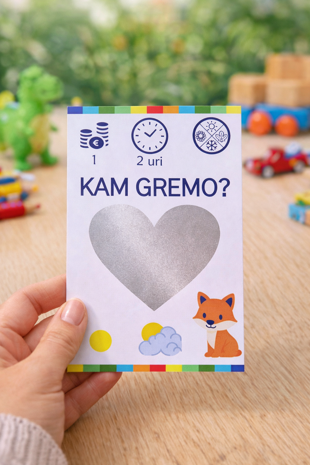 Kartica Otroške pustolovščine z idejo za družinski izlet