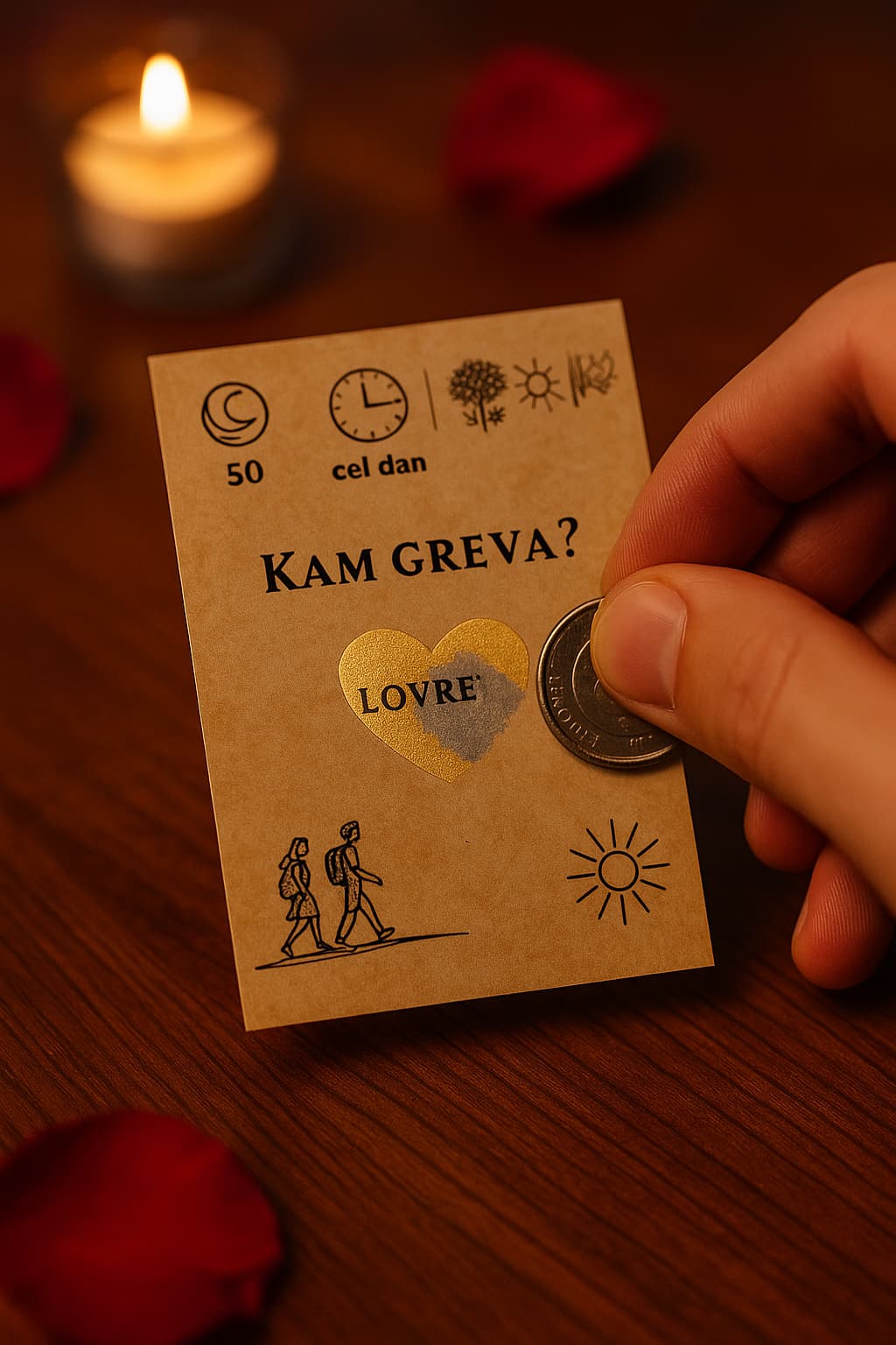 Praskanje LoveDeck kartice z idejo za zmenek